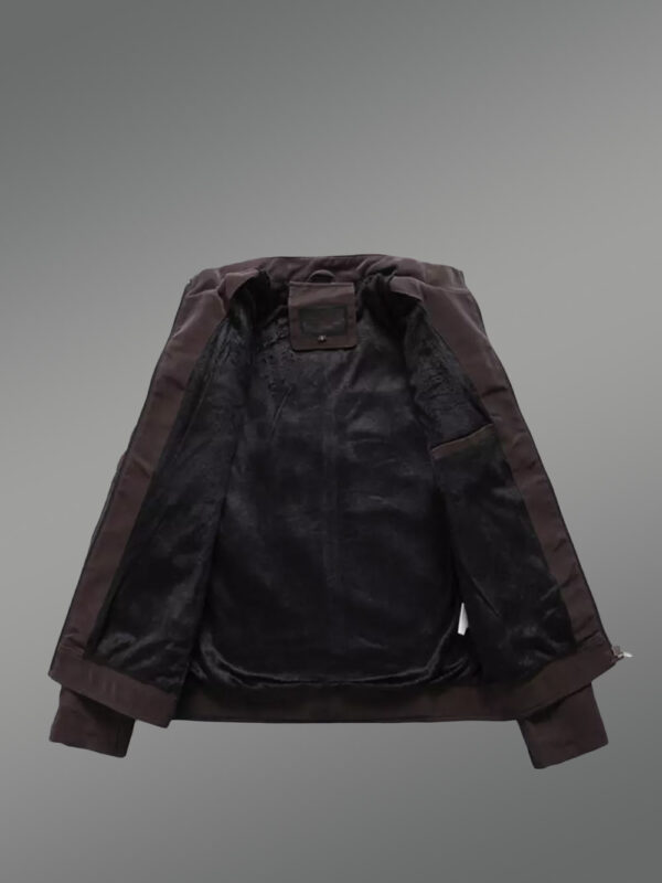 Men’s Matt Leather Jacket in Brown - Image 7