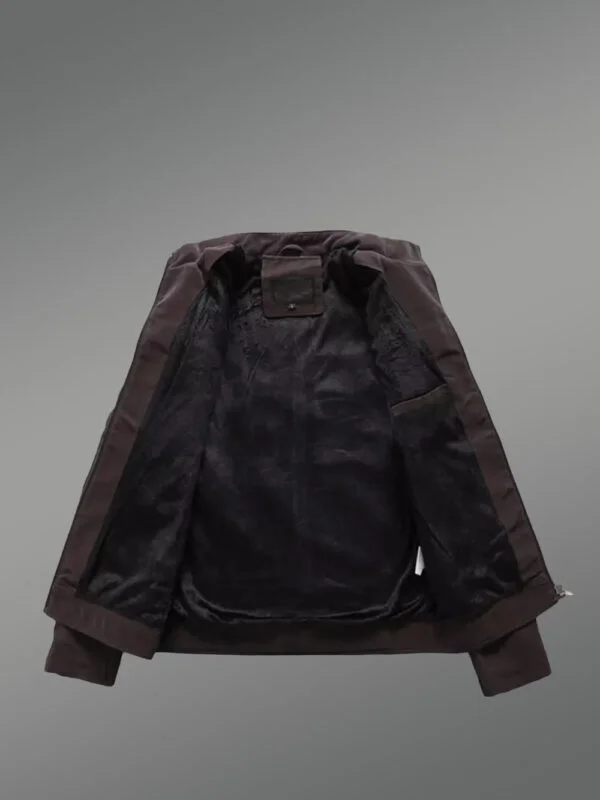 Men’s Matt Leather Jacket in Brown - Image 7