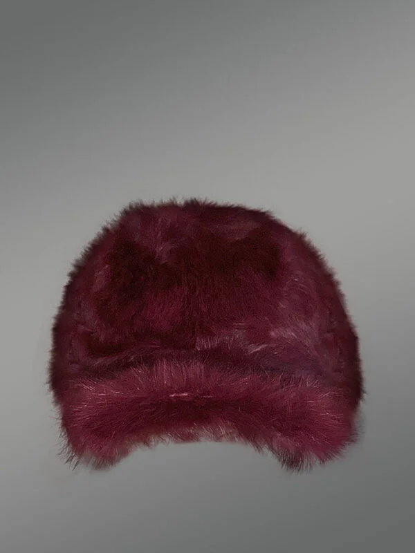 Mens Rabbit Baseball Hat in Burgundy for a Comfy Flamboyant look - Image 4