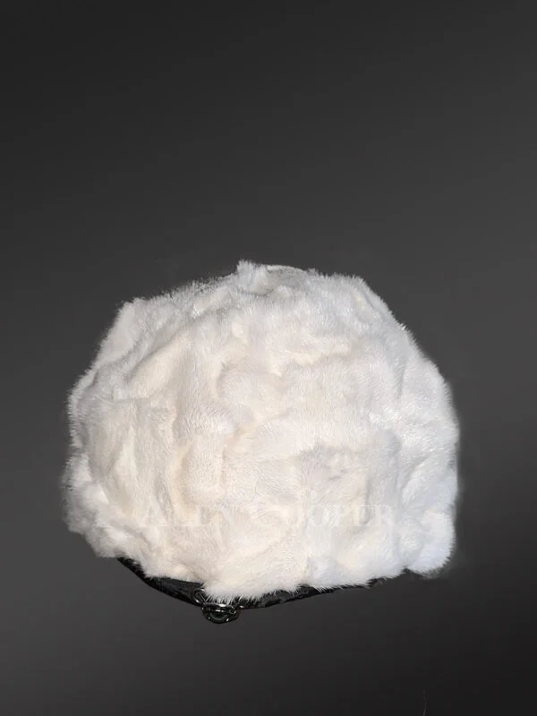 Mens White Mink Baseball Hat for a Classy Ceremonial Look - Image 2