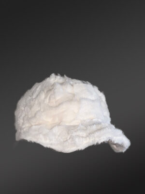 Mens White Mink Baseball Hat for a Classy Ceremonial Look