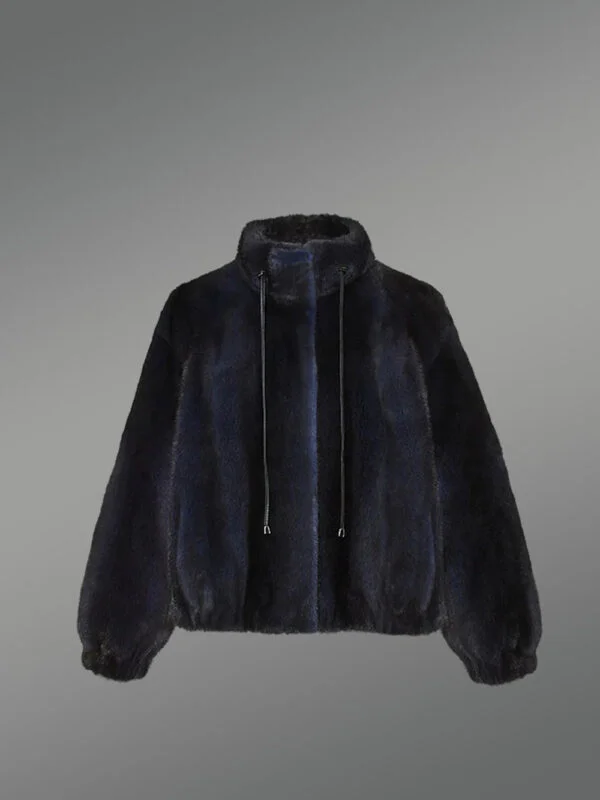 Blue Mink Bomber with Turtleneck Collar – Exceptional Warmth & Great Looks - Image 2