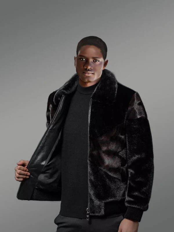 Reversible Mink Fur Bomber Jacket with an Elegant Outlook for Men - Image 5