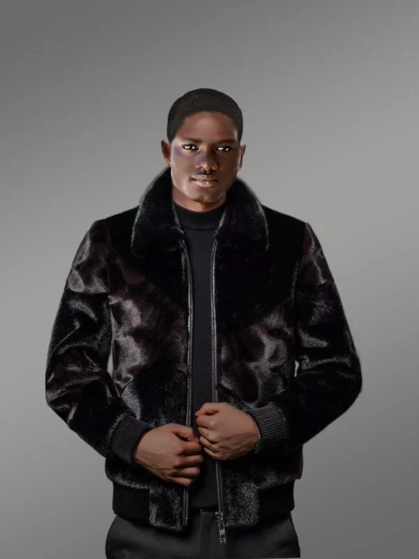 Reversible Mink Fur Bomber Jacket with an Elegant Outlook for Men