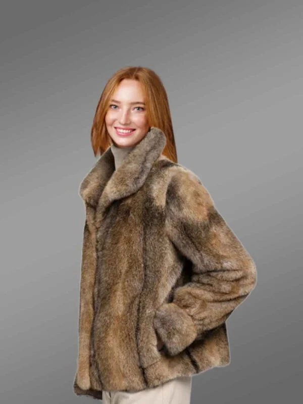 Women’s Dressy Hare Fur Coat - Image 5