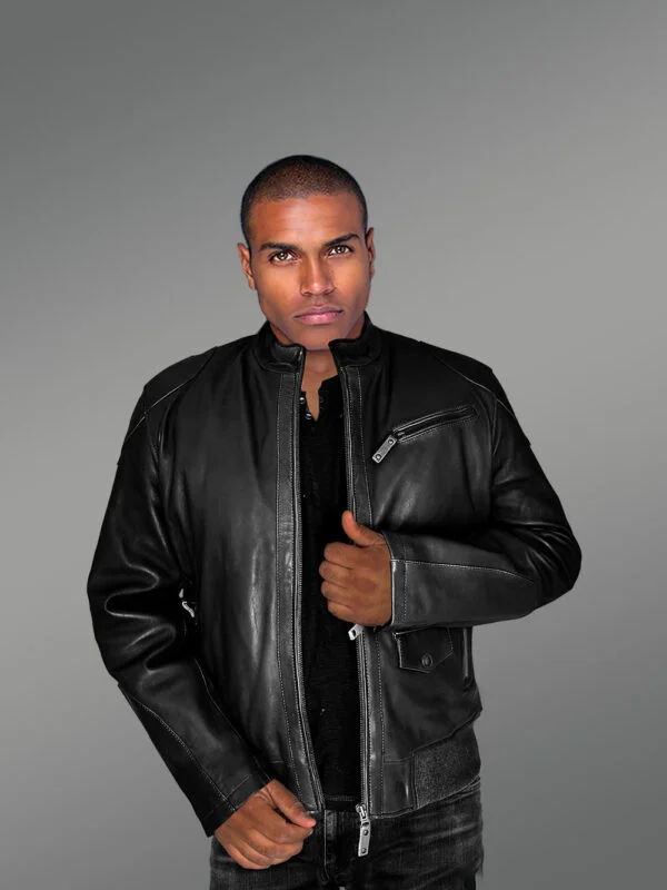 Mens Trendy Leather Bomber Jacket –Exuding a Dapper Look - Image 4