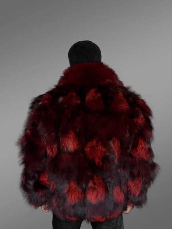 Burgundy Jacket in Fox Fur – Adorning Men with Sumptuous Warmth - Image 4