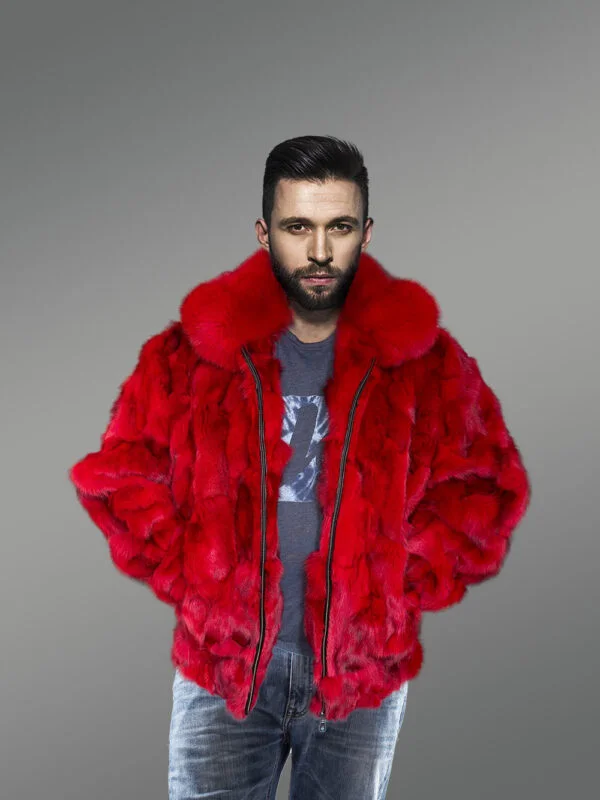 Fox Fur Bomber Jacket for Men