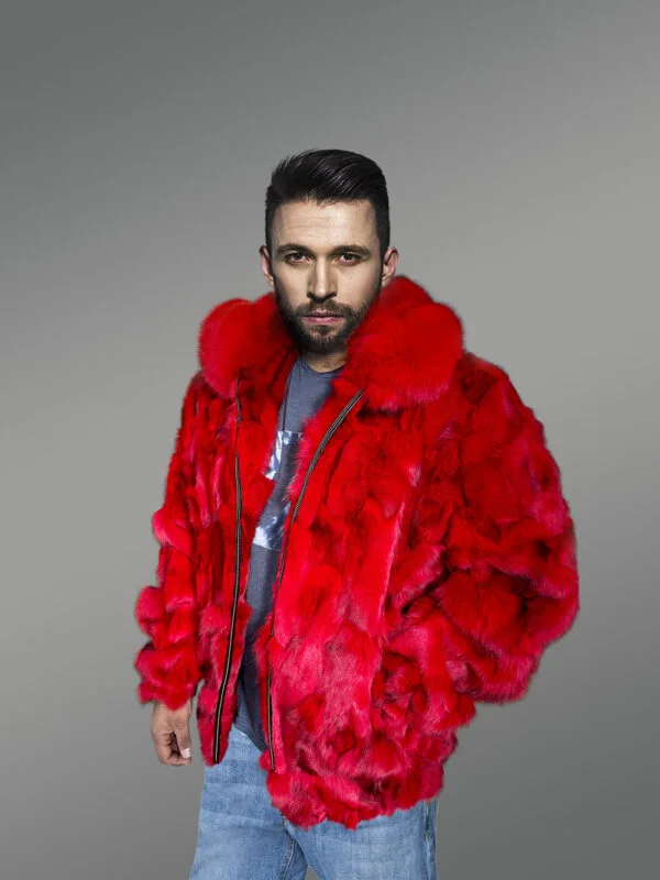 Fox Fur Bomber Jacket for Men - Image 10