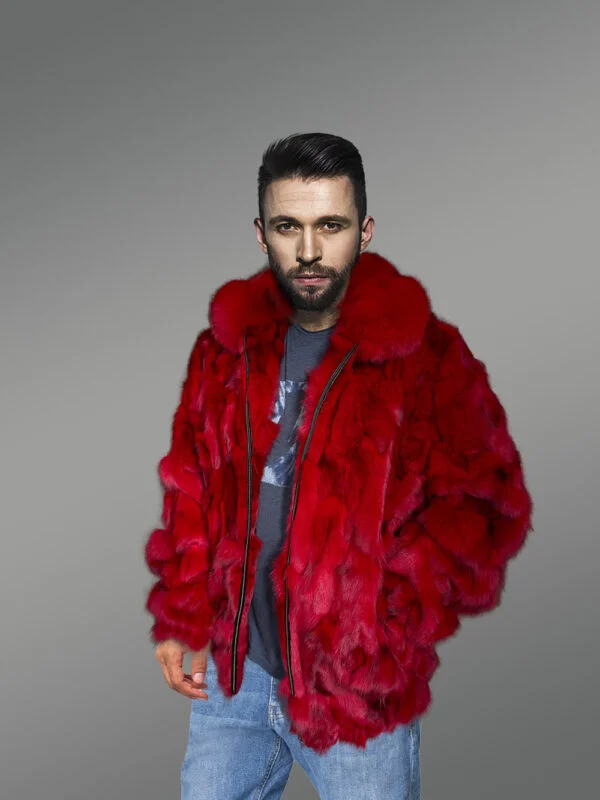 Fox Fur Bomber Jacket for Men - Image 6