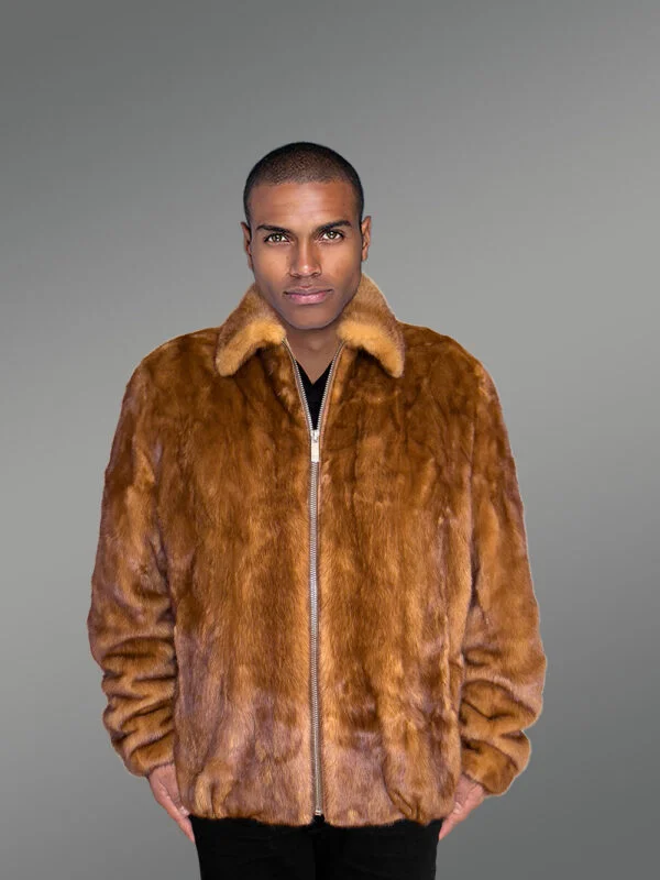 Men’s Fullskin Mink Bomber in whisky Gold