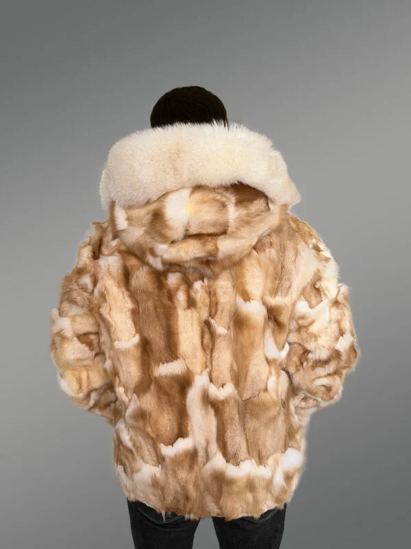 Mens Golden Fox Fur Bomber Jacket for an Exquisite Presence - Image 2