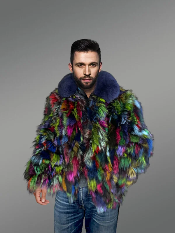 Mens Multicolor Fox Fur Bomber to Look Super Stylish - Image 5