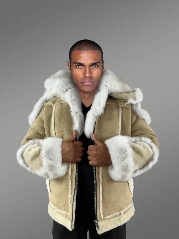 Mens Shearling Jacket with Fox Fur Accents – A Swanky Thermal Wear