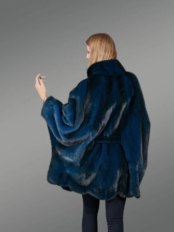 Womens Navy Blue Mink Coat – Elegance at Its Peak - Image 3