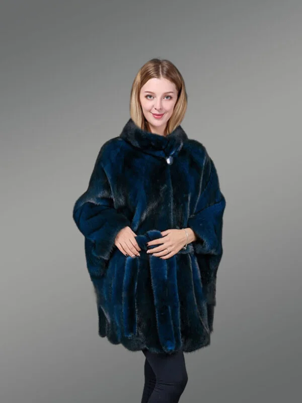 Womens Navy Blue Mink Coat – Elegance at Its Peak