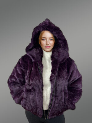 Womens Purple Rabbit Fur Bomber – Looks Unique & Feels Comforting
