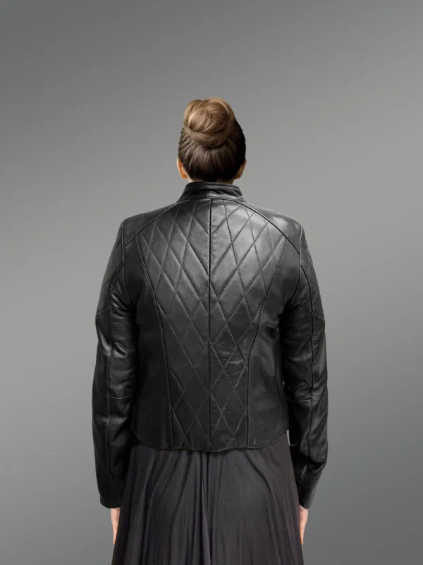 Womens Crop Lambskin Leather Jacket – Perfect Choice for Trendsetters - Image 4