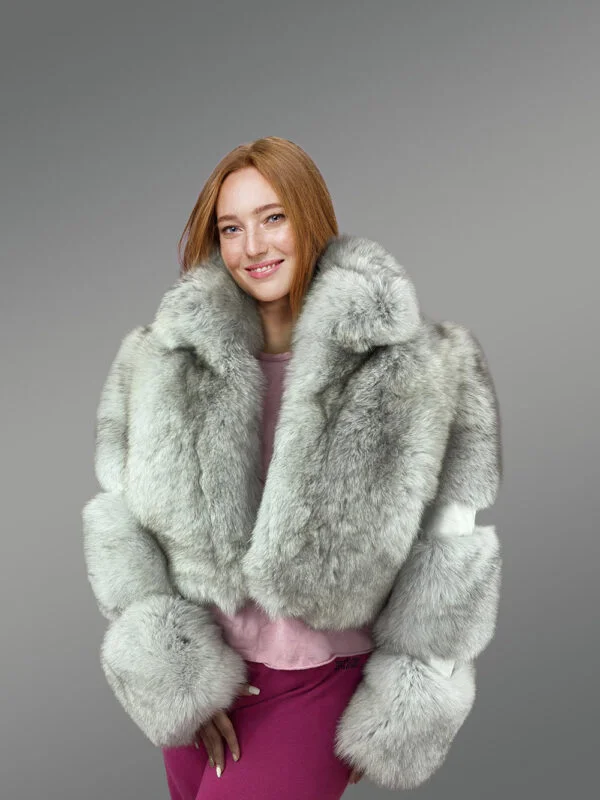 Womens Short Jacket of Blue Fox Fur - Image 2
