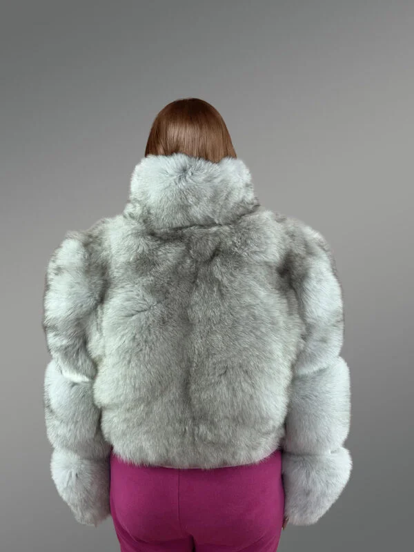 Womens Short Jacket of Blue Fox Fur - Image 4