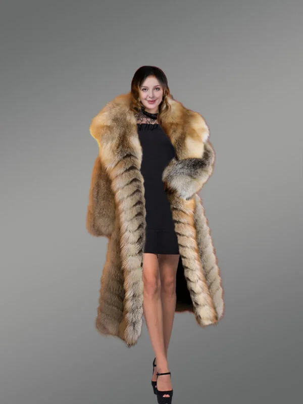 Golden Fox Fur Long Coat - Image 6