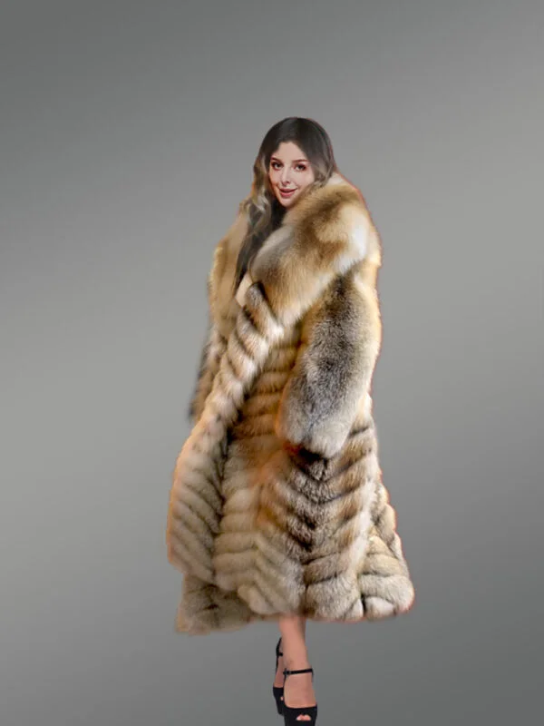 Golden Fox Fur Long Coat - Image 7