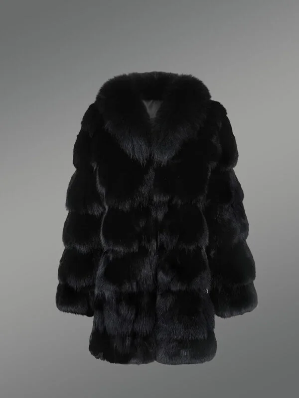 Women’s Mid Length Fox Fur coat with Fox Fur Collar - Image 2