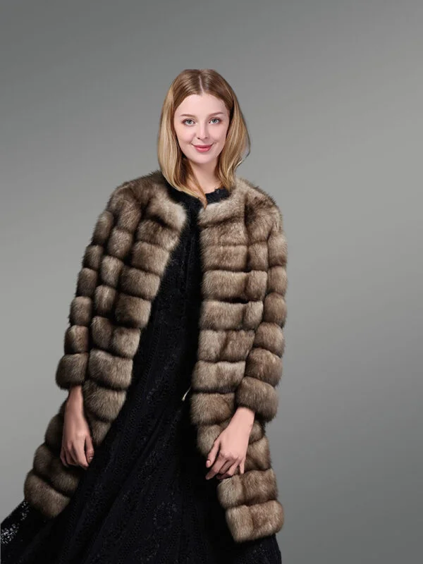 Womens Brown Sable Fur Coat– Embodiment of Elegance and Luxury - Image 2