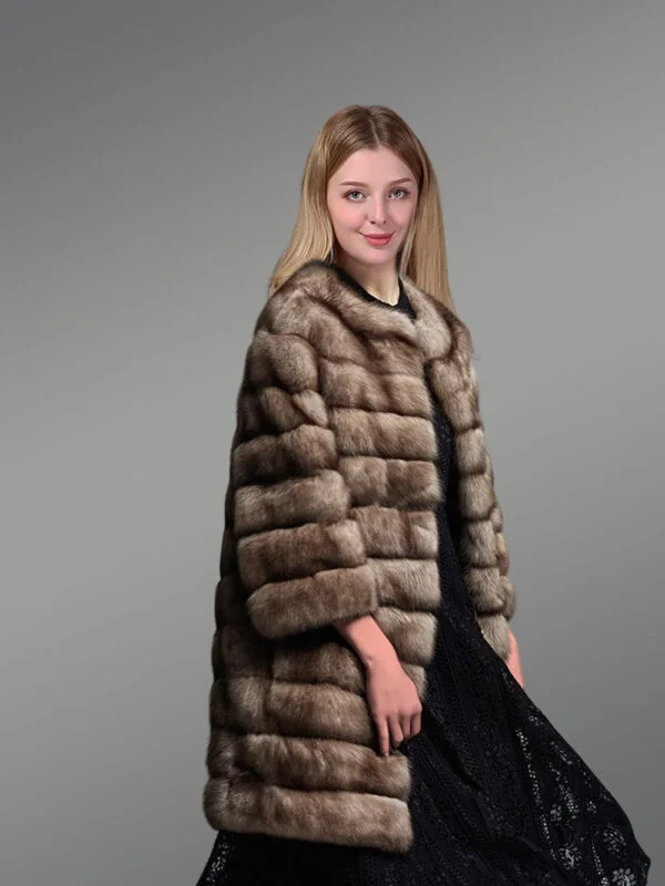 Womens Brown Sable Fur Coat– Embodiment of Elegance and Luxury - Image 3