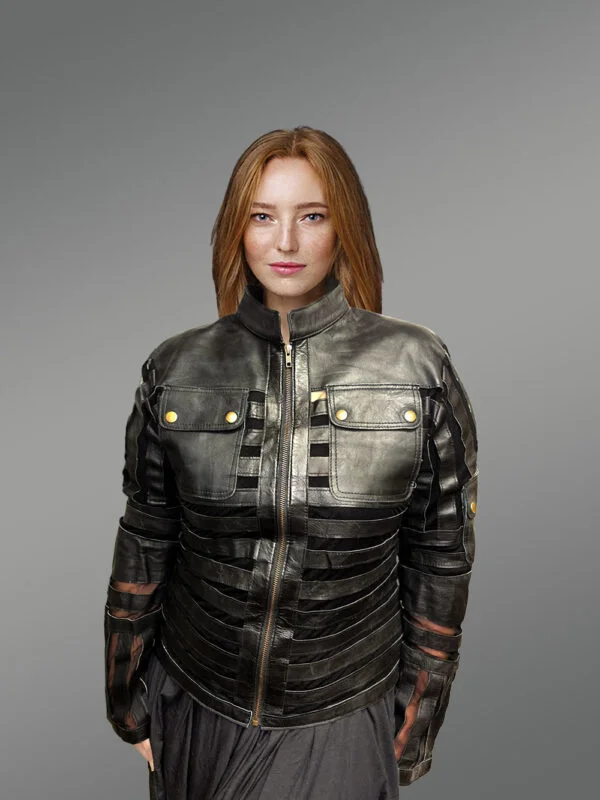 Women’s Contemporary Spring Leather Jacket - Image 2