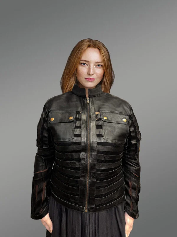 Women’s Contemporary Spring Leather Jacket - Image 3