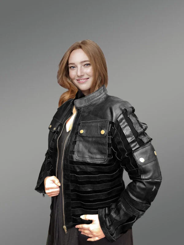 Women’s Contemporary Spring Leather Jacket - Image 4