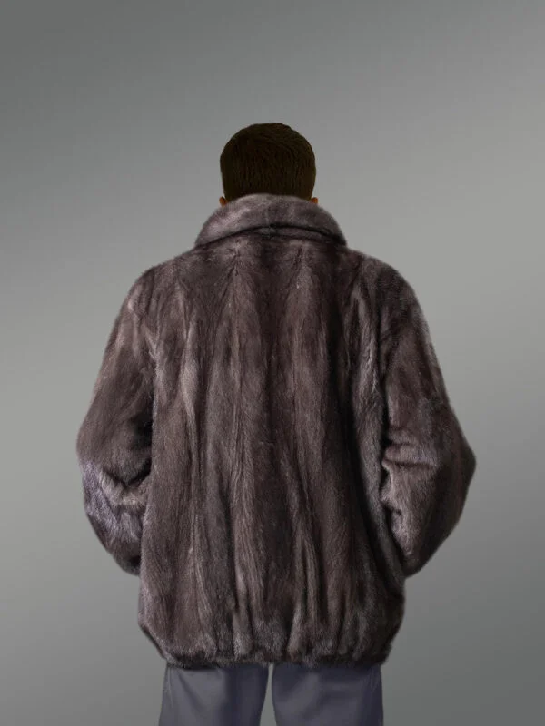 Blue Iris Mink Bomber Jacket- A Ritzy Wear for Men - Image 2