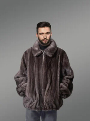 Blue Iris Mink Bomber Jacket- A Ritzy Wear for Men