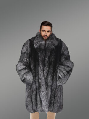 Deluxe Mens Silver Fox Fur Stroller – Balanced Fusion of Warmth and Style