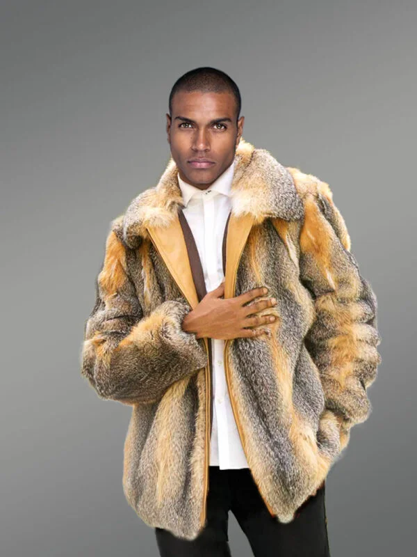 Fox Fur Men Jacket in Snuggly Bomber Style - Image 4