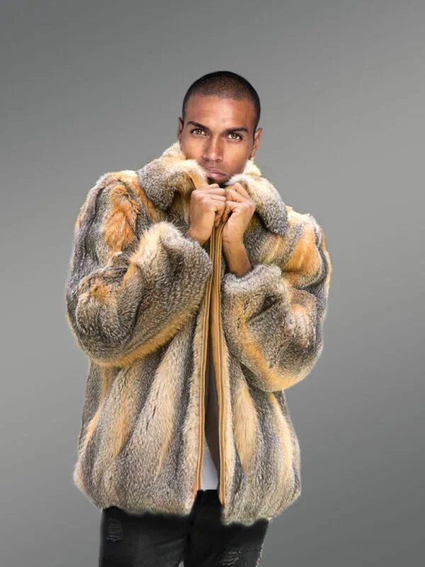 Fox Fur Men Jacket in Snuggly Bomber Style - Image 5