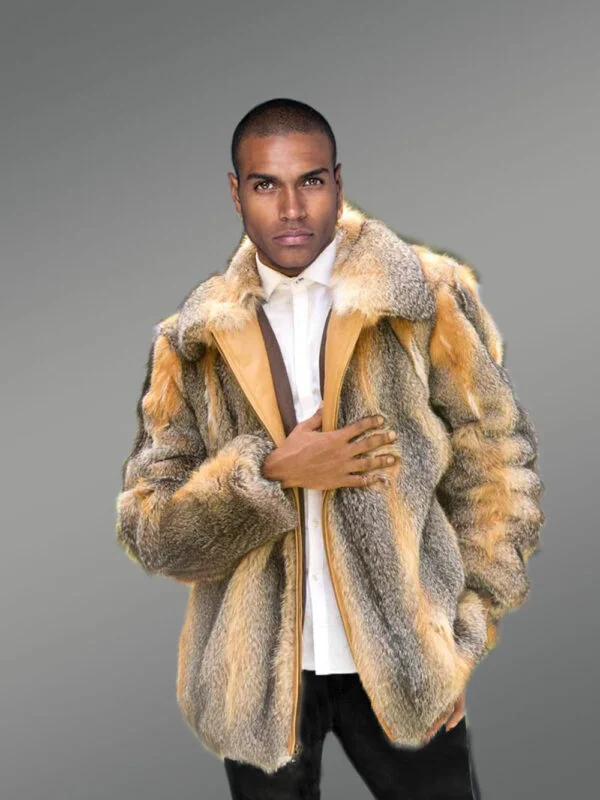 Fox Fur Men Jacket in Snuggly Bomber Style
