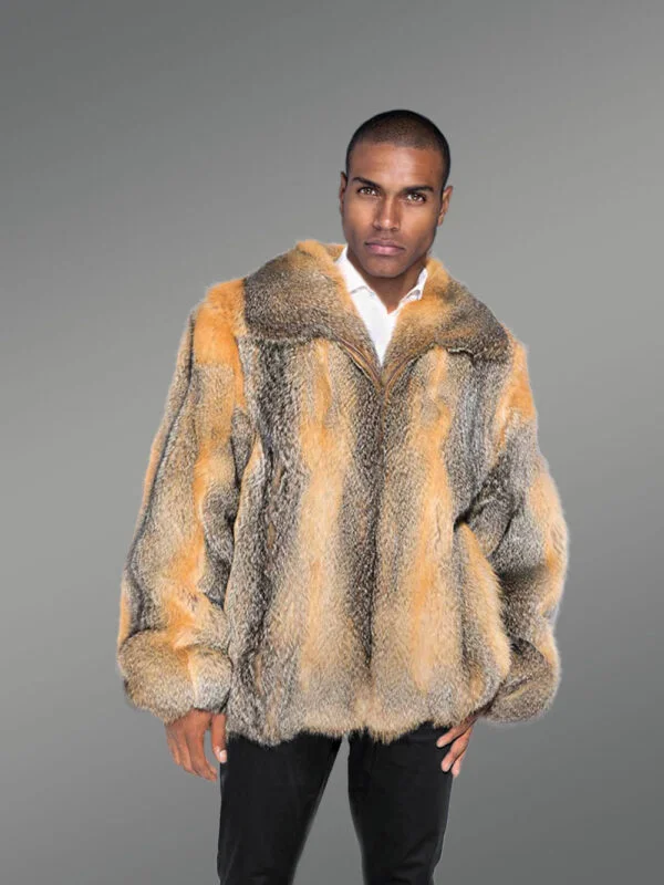 Fox Fur Men Jacket in Snuggly Bomber Style - Image 6