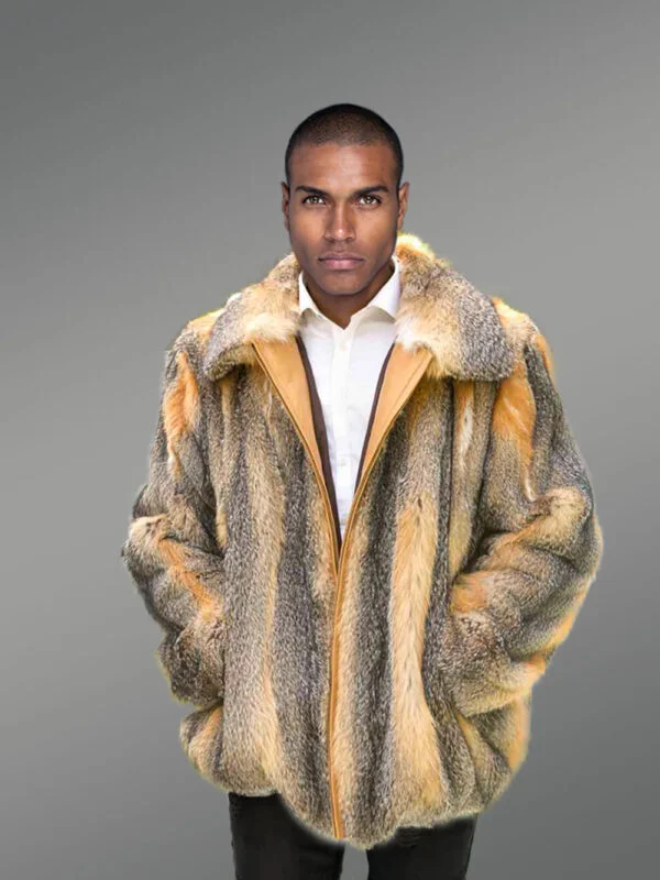 Fox Fur Men Jacket in Snuggly Bomber Style - Image 7