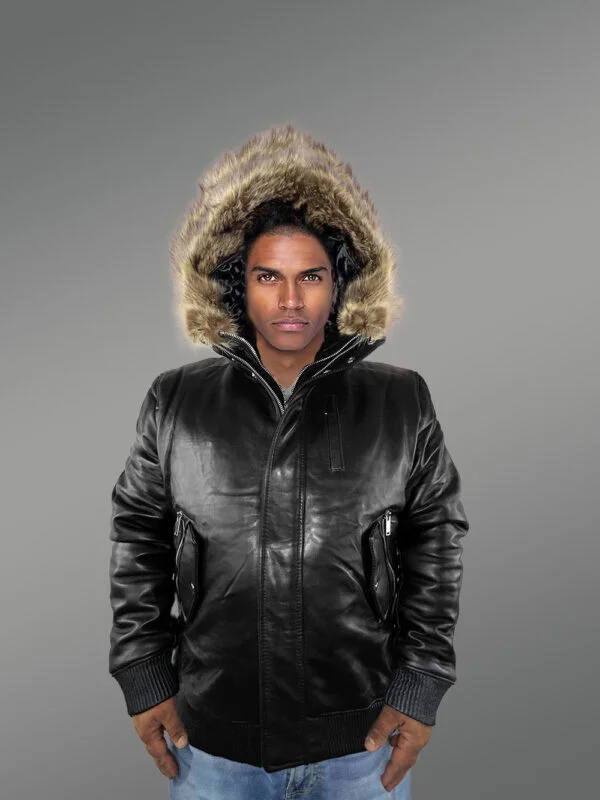 Mens Black Bomber Jacket with Hood– Enjoy the Winter in Style - Image 6