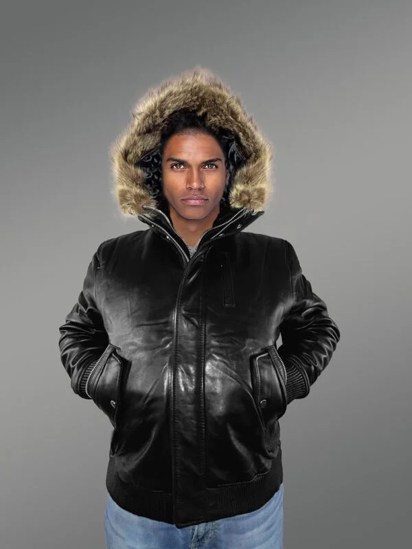 Mens Black Bomber Jacket with Hood– Enjoy the Winter in Style - Image 7