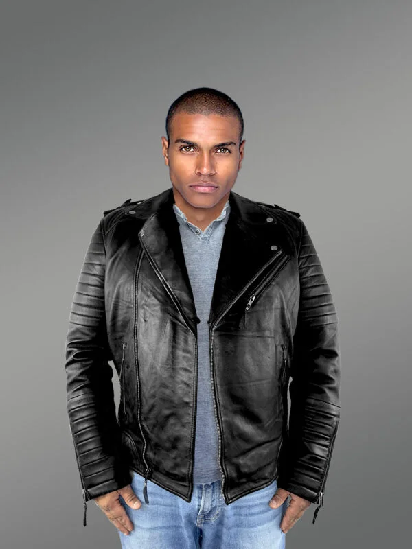 Mens Everyday Wear Leather Biker Jacket with Comfy Warmth and Swag