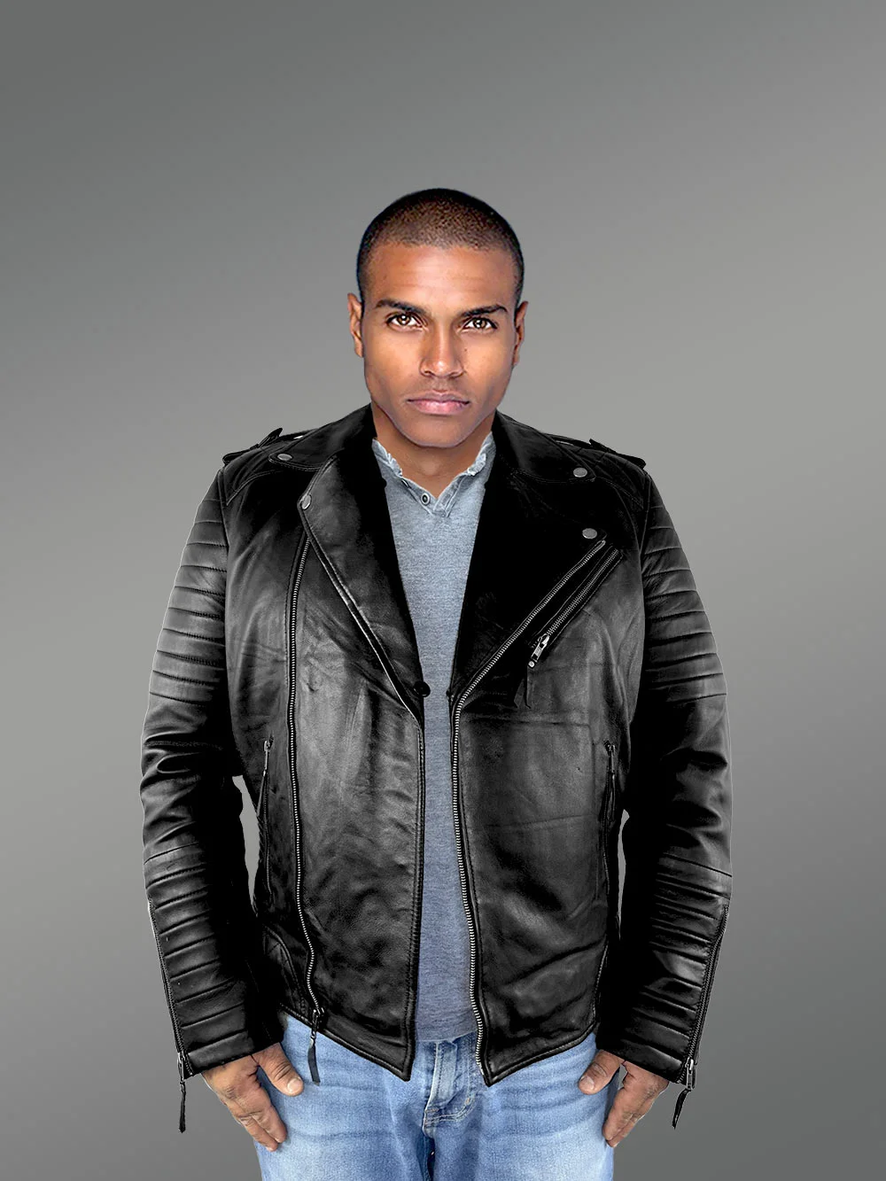 Mens Everyday Wear Leather Biker Jacket with Comfy Warmth and Swag