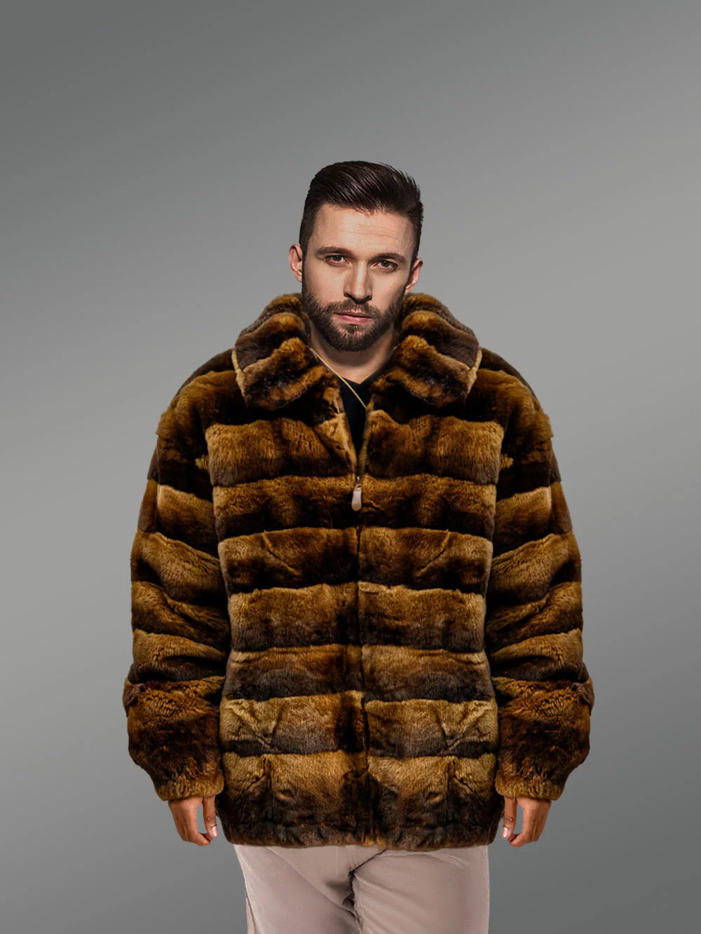 Mens Rex Rabbit Bomber Jacket – Stunning Looks With Comforting Warmth