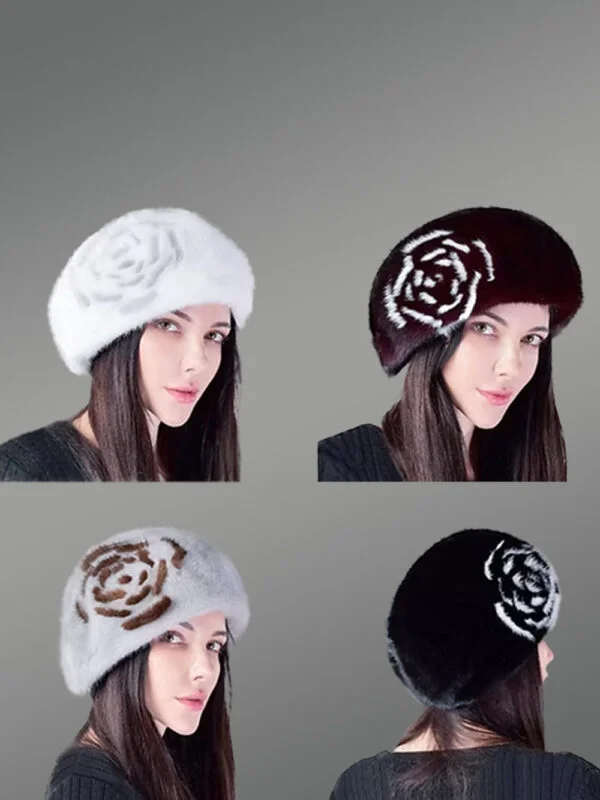 Mink Beret with Floral Accent–High-Fashion Looks for Any Occasion - Image 2