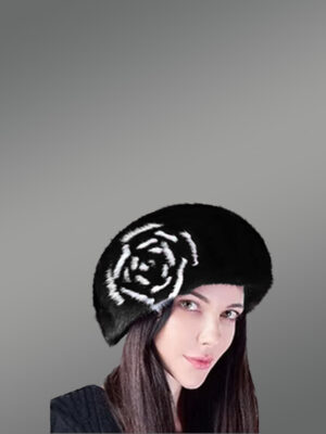Mink Beret with Floral Accent–High-Fashion Looks for Any Occasion
