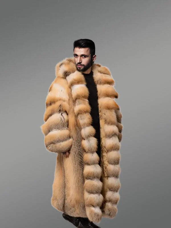Red Fox Fur Tuxedo Coat Flaunting a Flamboyant Look for Men - Image 10
