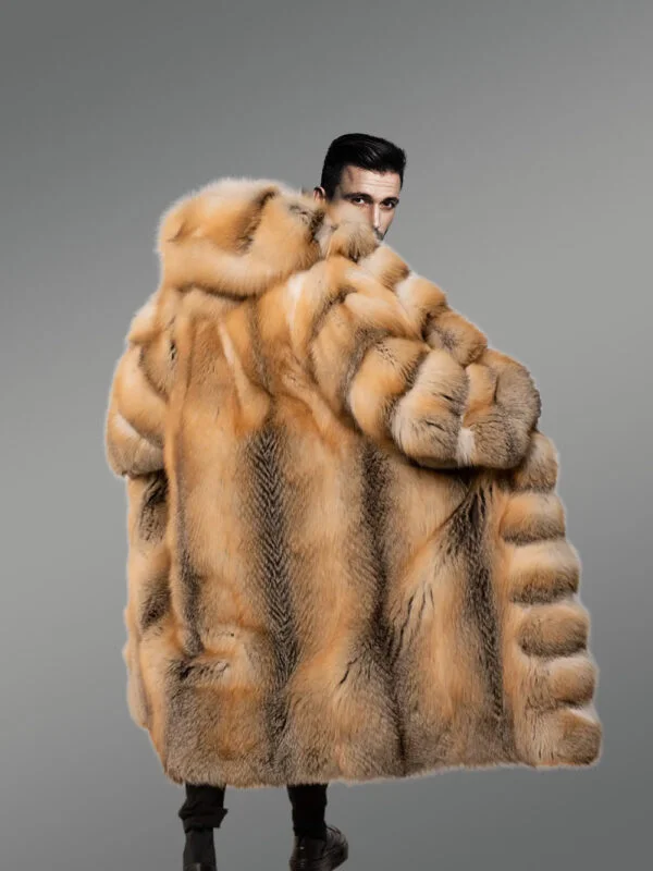 Red Fox Fur Tuxedo Coat Flaunting a Flamboyant Look for Men - Image 6