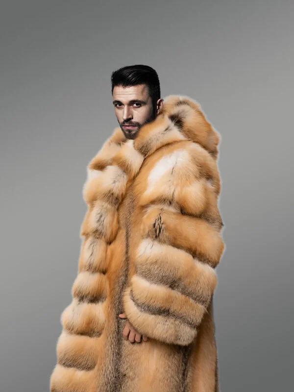 Red Fox Fur Tuxedo Coat Flaunting a Flamboyant Look for Men - Image 7